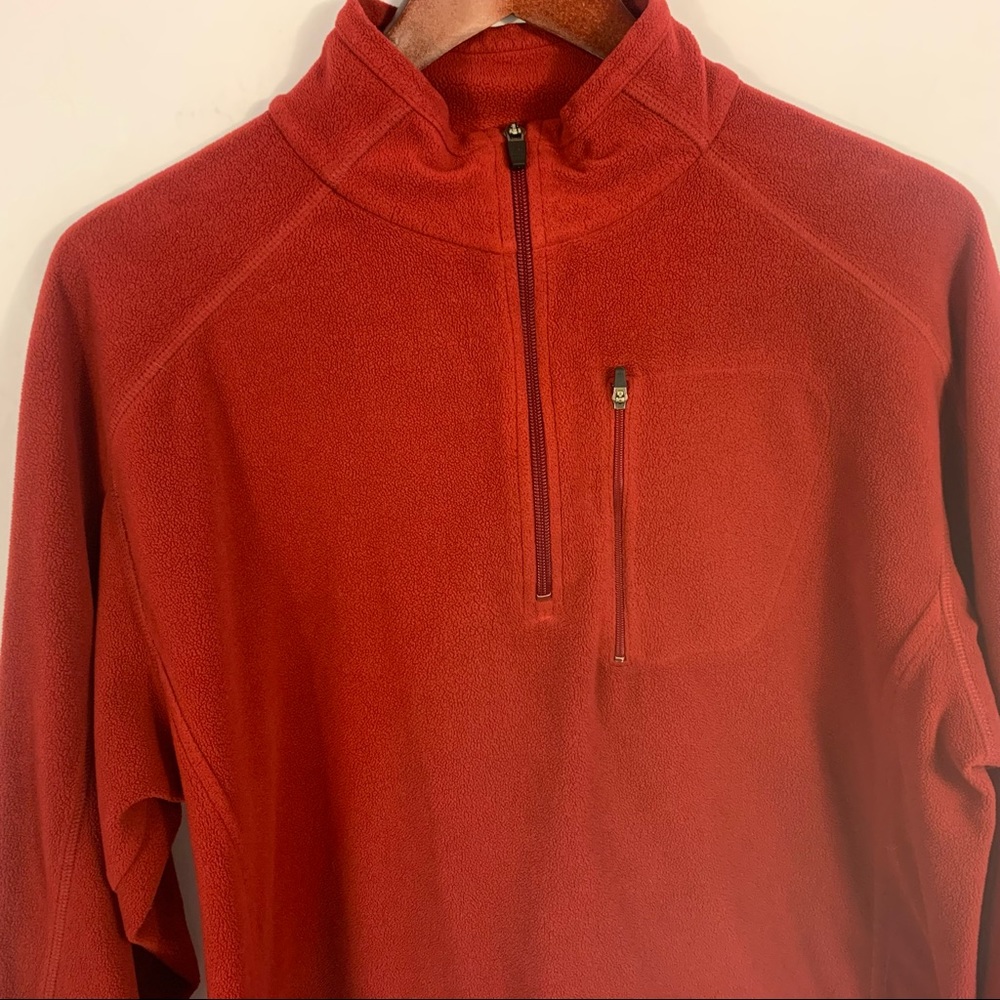 L.L. Bean Fleece Sweater Men's L Large 1/4 Zip Pullover Red Activewear Leisure - Picture 2 of 4